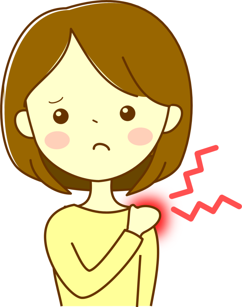 肩こりで悩む女性のイメージイラスト