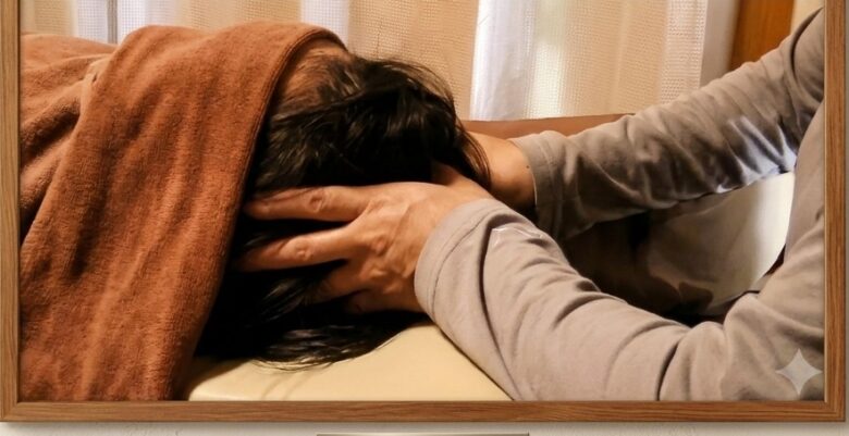 ドライヘッドスパを行っている様子